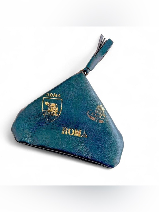 Other - Roma Embossed Triangle Leather Coin Pouch - Teal